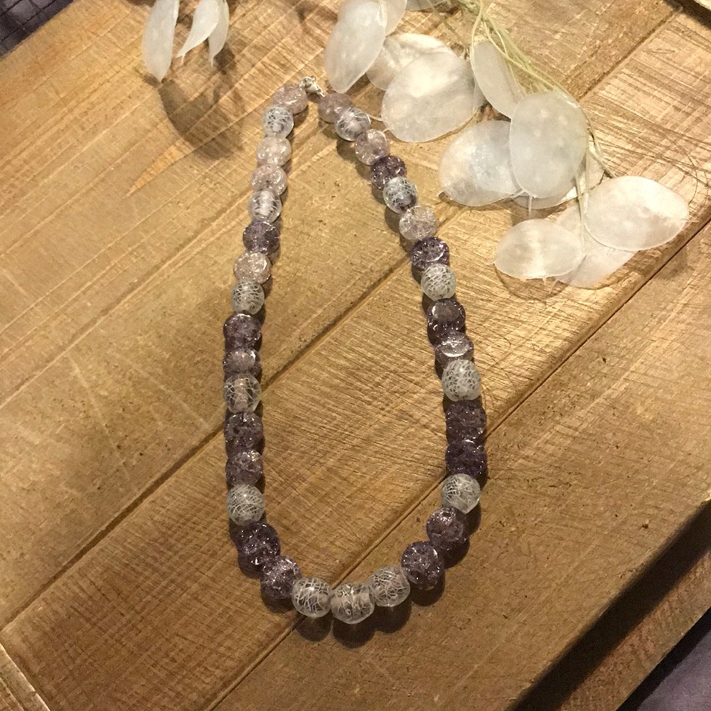 Crackled Glass Hand Beaded Necklace